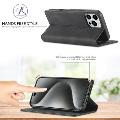 Pour iPhone 16 Pro Étui de téléphone en cuir microfibre à fort magnétisme LC.IMEEKE (noir)