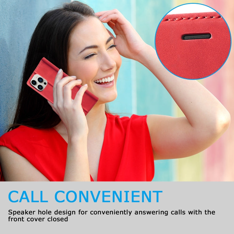 For iPhone 16 Pro LC.IMEEKE Strong Magnetism Microfiber Leather Phone Case(Red)