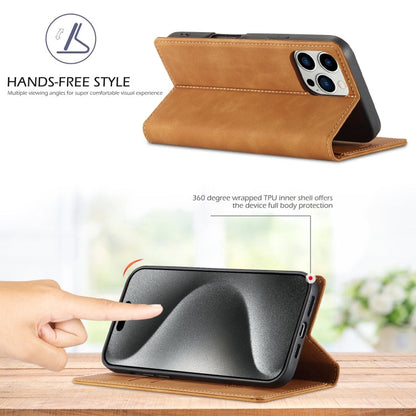 For iPhone 16 Pro LC.IMEEKE Strong Magnetism Microfiber Leather Phone Case(Brown)