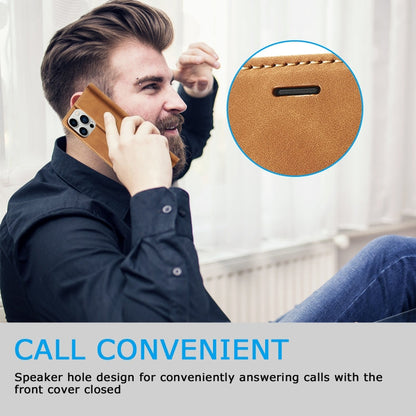 For iPhone 16 Pro LC.IMEEKE Strong Magnetism Microfiber Leather Phone Case(Brown)