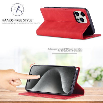 Pour iPhone 16 Pro Max LC.IMEEKE Coque de téléphone en cuir microfibre à fort magnétisme (Rouge)
