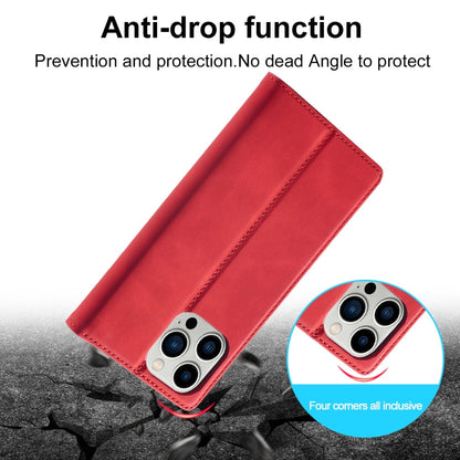 Pour iPhone 16 Pro Max LC.IMEEKE Coque de téléphone en cuir microfibre à fort magnétisme (Rouge)