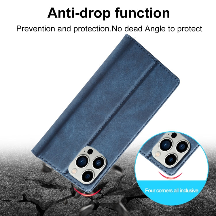 For iPhone 16 Pro Max LC.IMEEKE Strong Magnetism Microfiber Leather Phone Case(Blue)