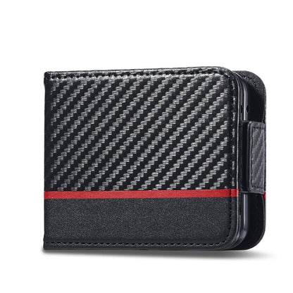 For Samsung Galaxy Z Flip6 / Flip7 FE LC.IMEEKE Carbon Fiber Leather Phone Case(Vertical Black)
