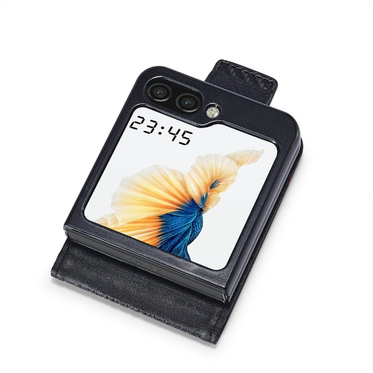 For Samsung Galaxy Z Flip6 / Flip7 FE LC.IMEEKE Carbon Fiber Leather Phone Case(Vertical Black)