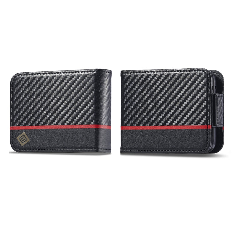 For Samsung Galaxy Z Flip6 / Flip7 FE LC.IMEEKE Carbon Fiber Leather Phone Case(Vertical Black)