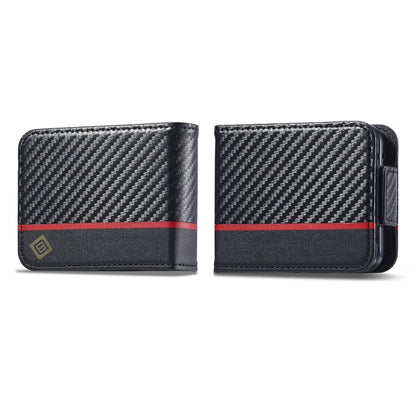 For Samsung Galaxy Z Flip6 / Flip7 FE LC.IMEEKE Carbon Fiber Leather Phone Case(Vertical Black)