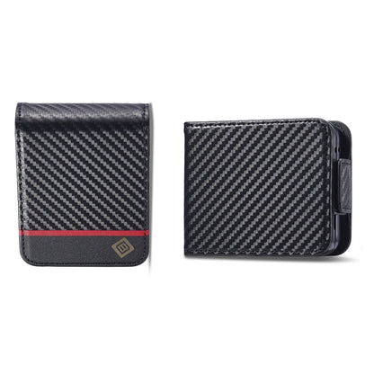 For Samsung Galaxy Z Flip6 / Flip7 FE LC.IMEEKE Carbon Fiber Leather Phone Case(Horizontal Black)