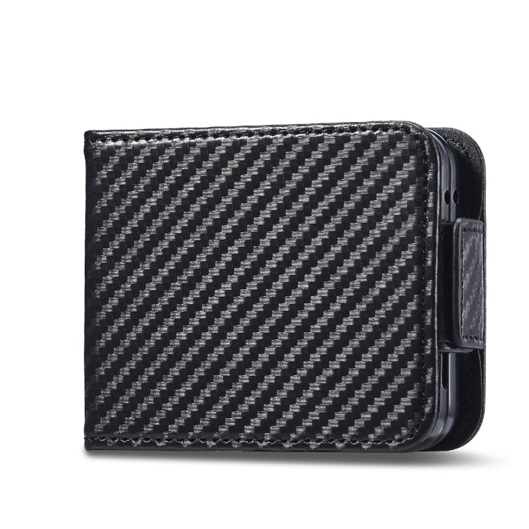 For Samsung Galaxy Z Flip6 / Flip7 FE LC.IMEEKE Carbon Fiber Leather Phone Case(Horizontal Black)