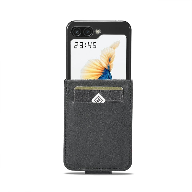 For Samsung Galaxy Z Flip6 / Flip7 FE LC.IMEEKE Carbon Fiber Leather Phone Case(Horizontal Black)