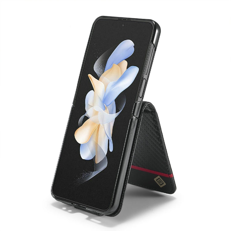 For Samsung Galaxy Z Flip6 / Flip7 FE LC.IMEEKE Carbon Fiber Leather Phone Case(Horizontal Black)