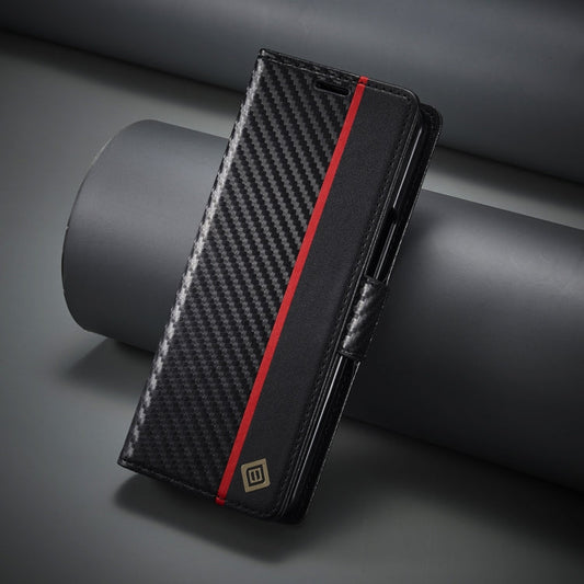 For Samsung Galaxy Z Fold6 5G LC.IMEEKE Carbon Fiber Leather Phone Case(Vertical Black)