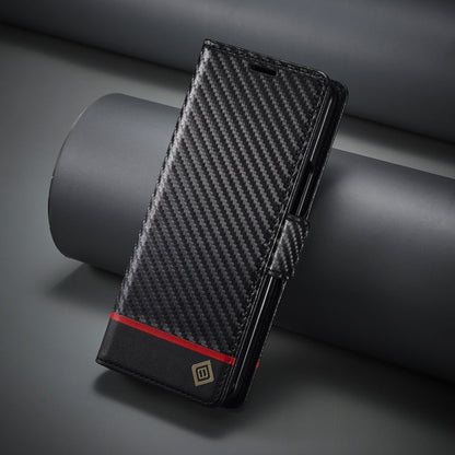 For Samsung Galaxy Z Fold6 5G LC.IMEEKE Carbon Fiber Leather Phone Case(Horizontal Black)