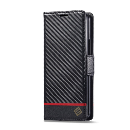 For Samsung Galaxy Z Fold6 5G LC.IMEEKE Carbon Fiber Leather Phone Case(Horizontal Black)