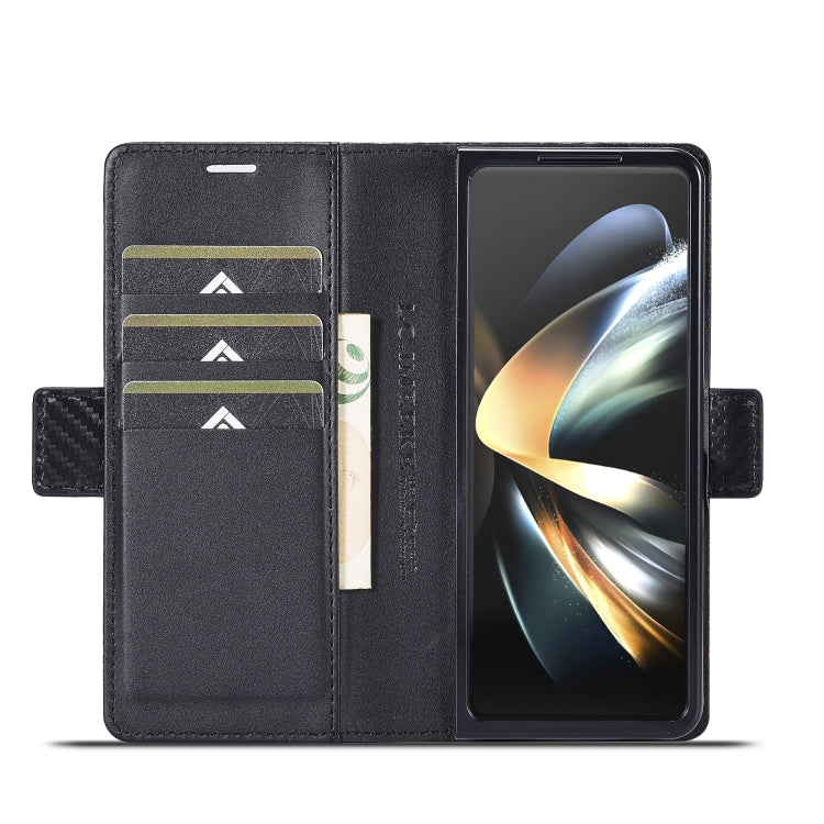 For Samsung Galaxy Z Fold6 5G LC.IMEEKE Carbon Fiber Leather Phone Case(Horizontal Black)
