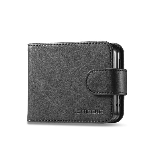 For Samsung Galaxy Z Flip6 / Flip7 FE LC.IMEEKE Calf Texture Leather Phone Case(Black)