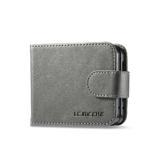 For Samsung Galaxy Z Flip6 / Flip7 FE LC.IMEEKE Calf Texture Leather Phone Case(Grey)