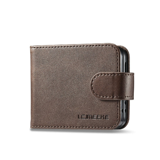 For Samsung Galaxy Z Flip6 / Flip7 FE LC.IMEEKE Calf Texture Leather Phone Case(Coffee)