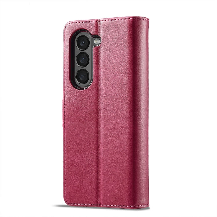 For Samsung Galaxy Z Fold6 5G LC.IMEEKE Calf Texture Leather Phone Case(Red)