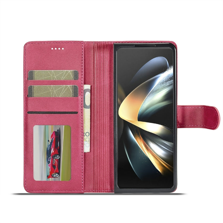 For Samsung Galaxy Z Fold6 5G LC.IMEEKE Calf Texture Leather Phone Case(Red)