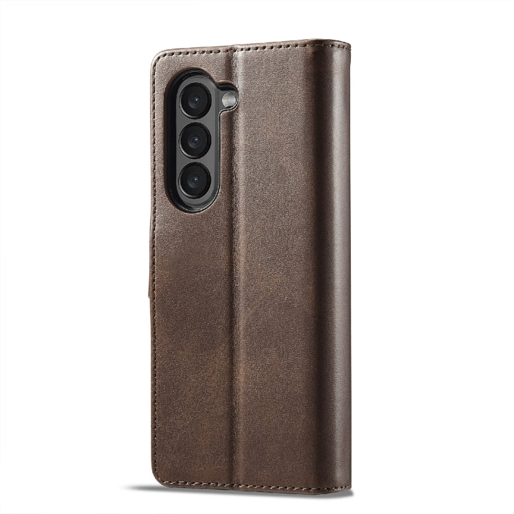 For Samsung Galaxy Z Fold6 5G LC.IMEEKE Calf Texture Leather Phone Case(Coffee)