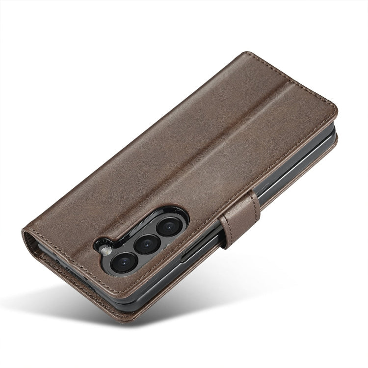 For Samsung Galaxy Z Fold6 5G LC.IMEEKE Calf Texture Leather Phone Case(Coffee)