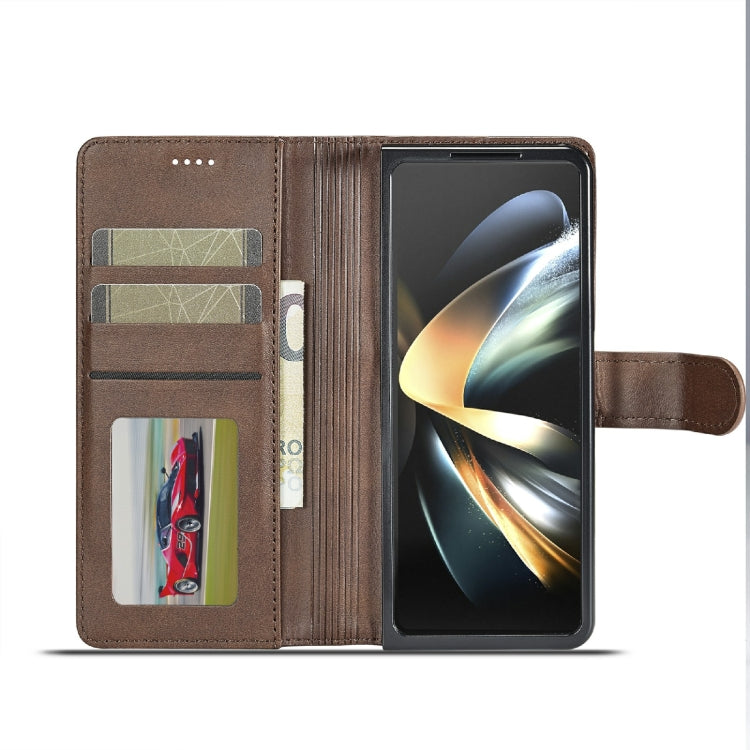 For Samsung Galaxy Z Fold6 5G LC.IMEEKE Calf Texture Leather Phone Case(Coffee)