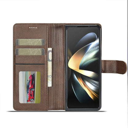 For Samsung Galaxy Z Fold6 5G LC.IMEEKE Calf Texture Leather Phone Case(Coffee)
