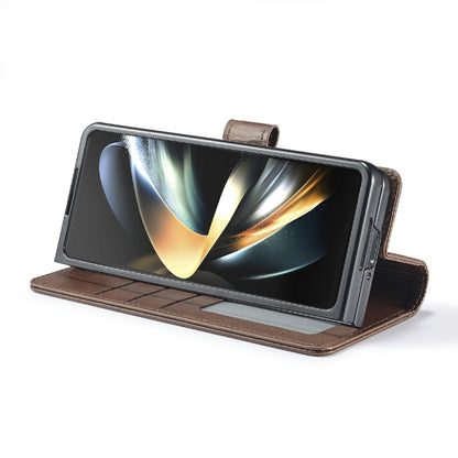 For Samsung Galaxy Z Fold6 5G LC.IMEEKE Calf Texture Leather Phone Case(Coffee)
