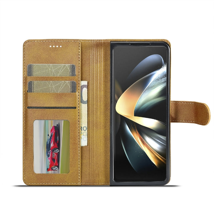For Samsung Galaxy Z Fold6 5G LC.IMEEKE Calf Texture Leather Phone Case(Brown)
