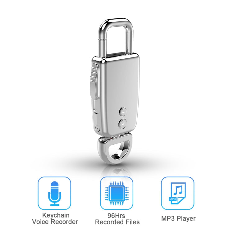 JNN S20 Zinc Alloy Keychain Voice Recorder, Memory:8GB(Black)