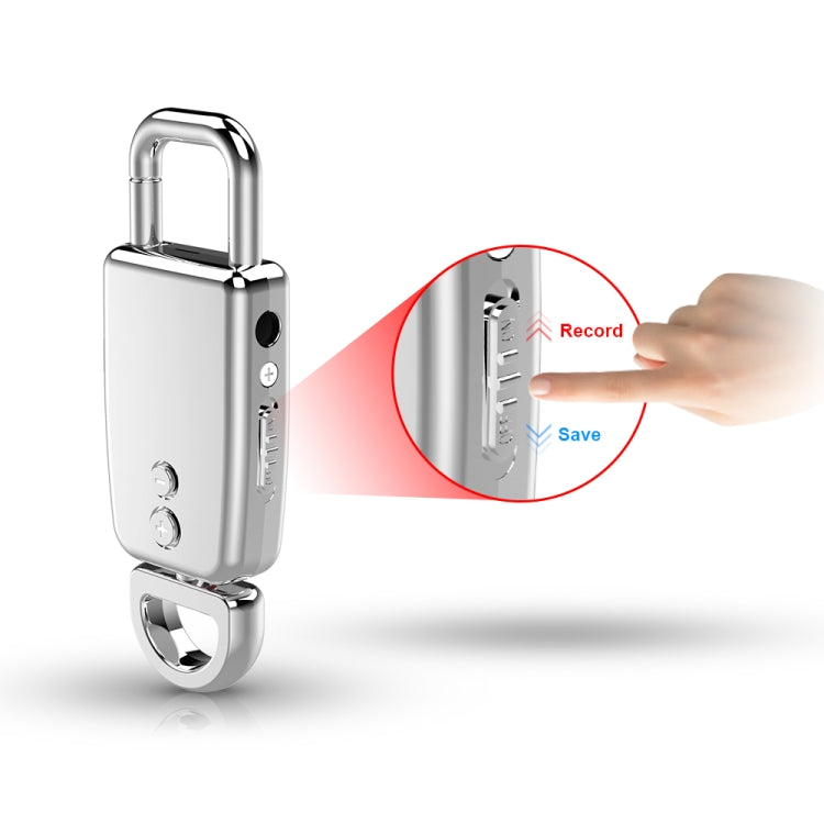 JNN S20 Zinc Alloy Keychain Voice Recorder, Memory:8GB(Silver)