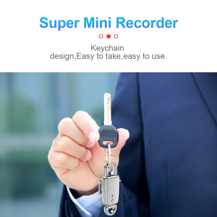 JNN S20 Zinc Alloy Keychain Voice Recorder, Memory:8GB(Black)