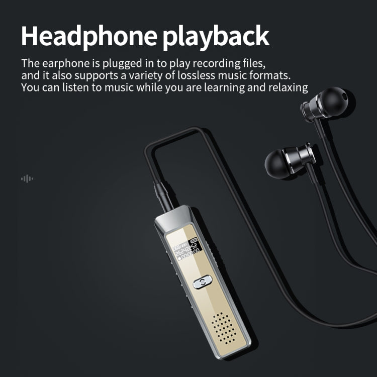 JNN Q7 Mini Portable Voice Recorder with OLED Screen, Memory:4GB(Grey+Gold)