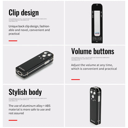 JNN J1 Mini Smart HD Noise Cancelling Voice Recorder, Memory:16GB(Black)