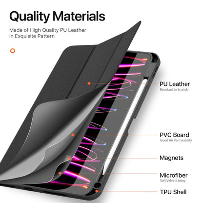 For iPad Pro 11 2025 / 2024 DUX DUCIS Domo Series Cloth Texture Magnetic Leather Tablet Case(Black)