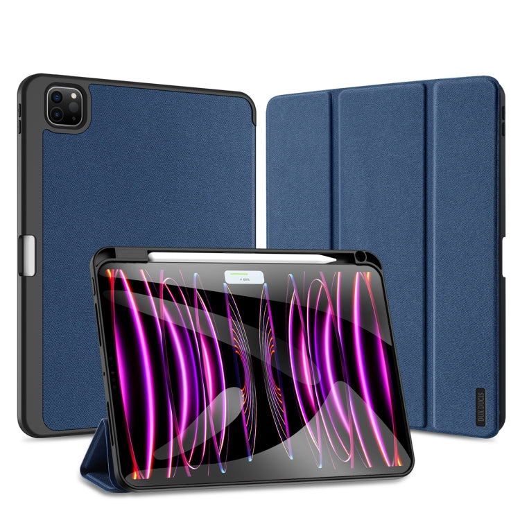 For iPad Pro 11 2025 / 2024 DUX DUCIS Domo Series Cloth Texture Magnetic Leather Tablet Case(Blue)