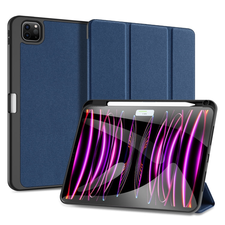 For iPad Pro 11 2025 / 2024 DUX DUCIS Domo Series Cloth Texture Magnetic Leather Tablet Case(Blue)
