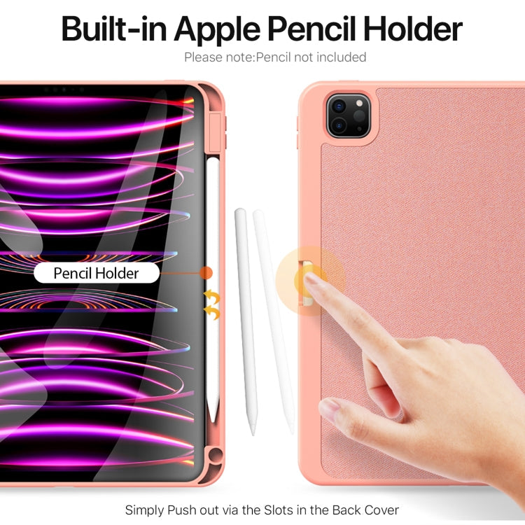 For iPad Pro 11 2025 / 2024 DUX DUCIS Domo Series Cloth Texture Magnetic Leather Tablet Case(Pink)