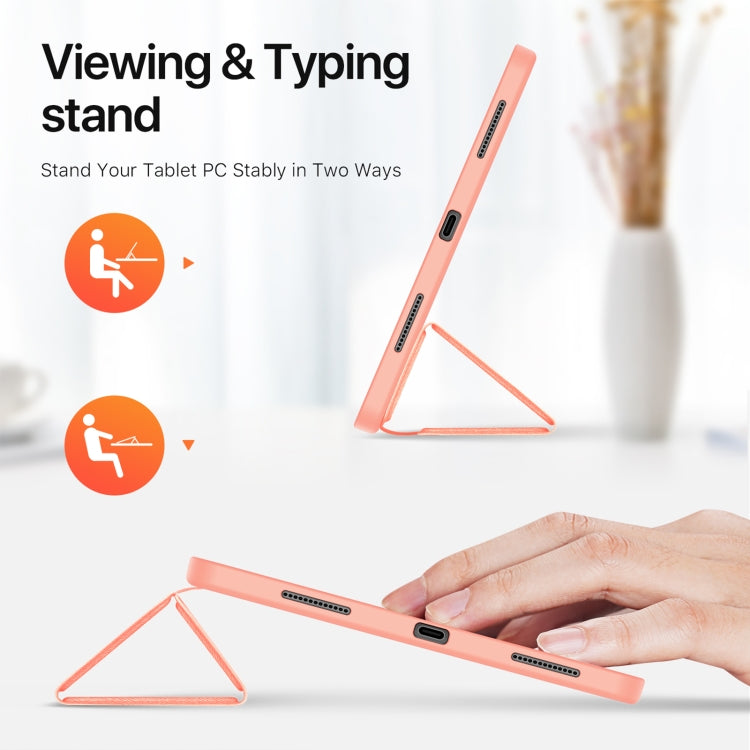 For iPad Pro 11 2025 / 2024 DUX DUCIS Domo Series Cloth Texture Magnetic Leather Tablet Case(Pink)