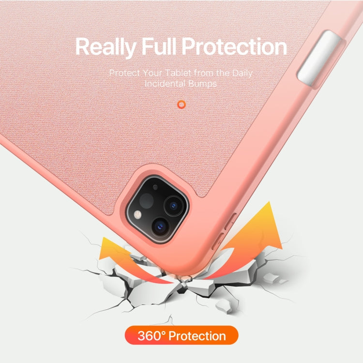 For iPad Pro 11 2025 / 2024 DUX DUCIS Domo Series Cloth Texture Magnetic Leather Tablet Case(Pink)