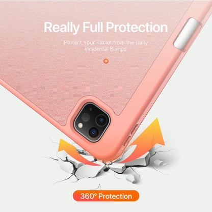 For iPad Pro 11 2025 / 2024 DUX DUCIS Domo Series Cloth Texture Magnetic Leather Tablet Case(Pink)
