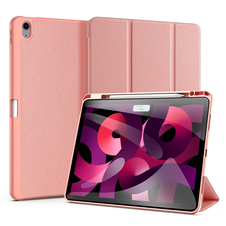 For iPad Air 13 2024 / 2025 / 2026 DUX DUCIS Domo Series Cloth Texture Magnetic Leather Tablet Case(Pink)