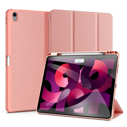 For iPad Air 13 2024 / 2025 / 2026 DUX DUCIS Domo Series Cloth Texture Magnetic Leather Tablet Case(Pink)