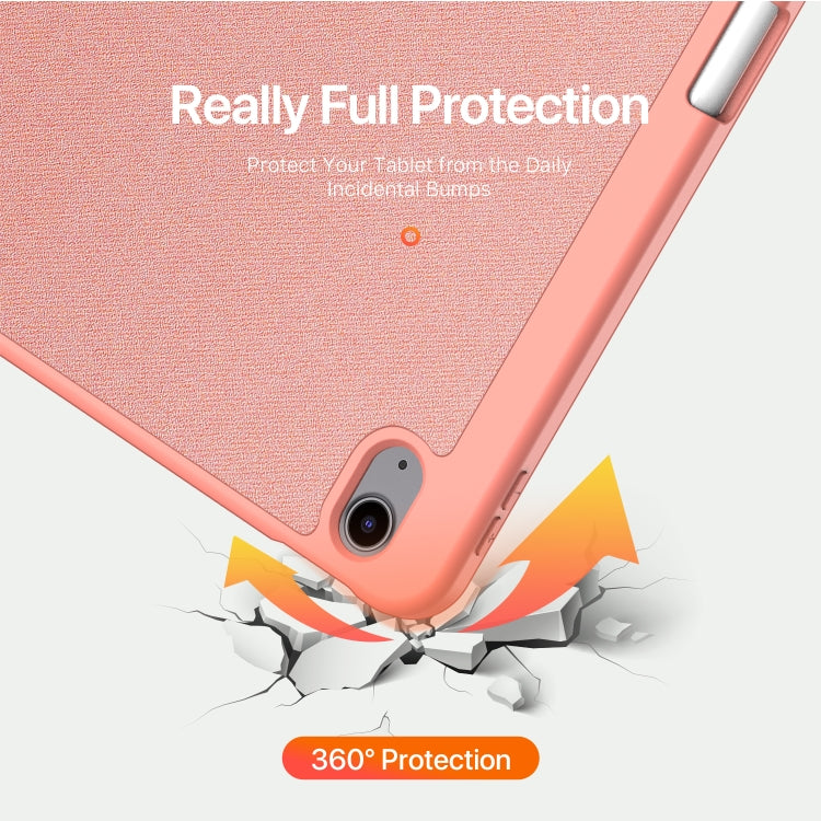For iPad Air 13 2024 / 2025 / 2026 DUX DUCIS Domo Series Cloth Texture Magnetic Leather Tablet Case(Pink)