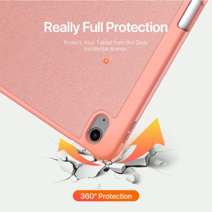 For iPad Air 13 2024 / 2025 / 2026 DUX DUCIS Domo Series Cloth Texture Magnetic Leather Tablet Case(Pink)
