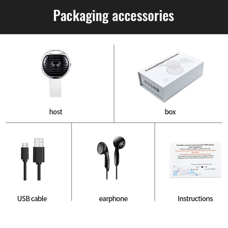 JNN S13 Zinc Alloy U-disk Voice Recorder, Memory:16GB(Silver)