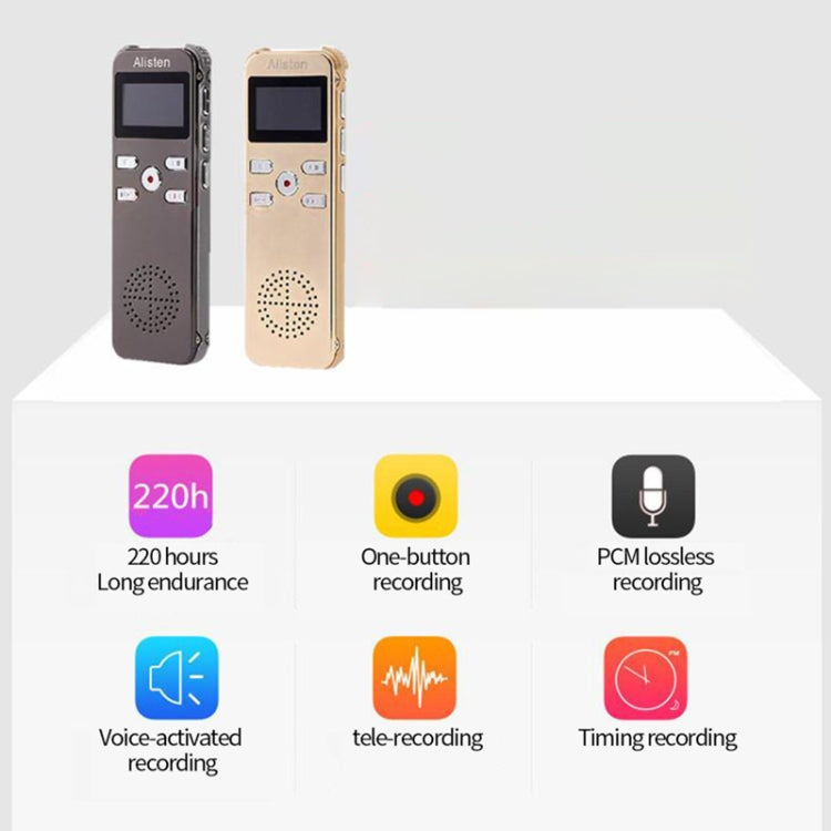 JNN X26 Mini Portable Voice Recorder with OLED Screen, Memory:8GB(Gold)