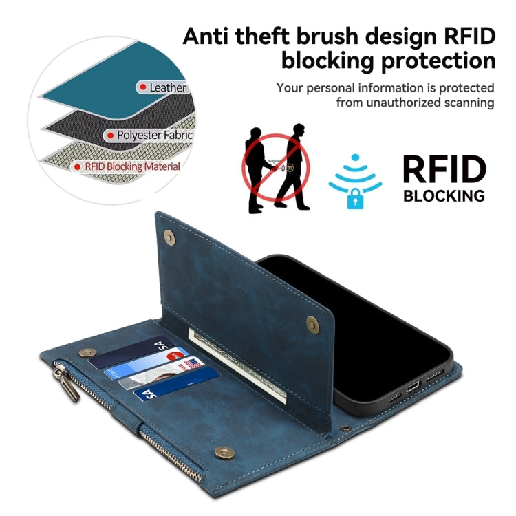 For Motorola Moto G04 / G24 ESEBLE Retro Frosted RFID Leather Phone Case(Dark Green)