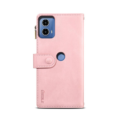 For Motorola Moto G34 ESEBLE Retro Frosted RFID Leather Phone Case(Rose Gold)